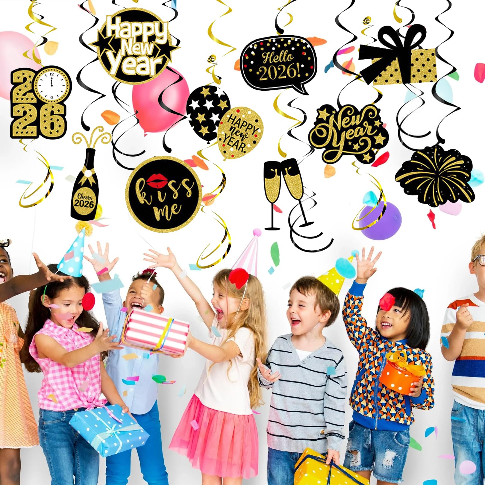 New Years Eve Decorations 2026 Hanging Swirls,Happy New Year 2026